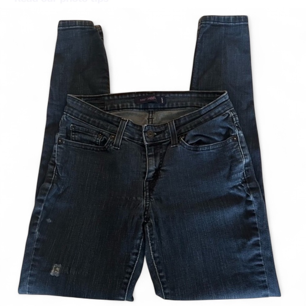 Levi’s 535 Jegging Jeans Medium Blue Wash Distressed Size 7M Juniors Stretch EUC